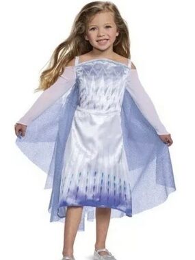 NEW Disney Frozen Sparkle Snow Queen Elsa Costume Disguise Dress w/ Necklace 3-4